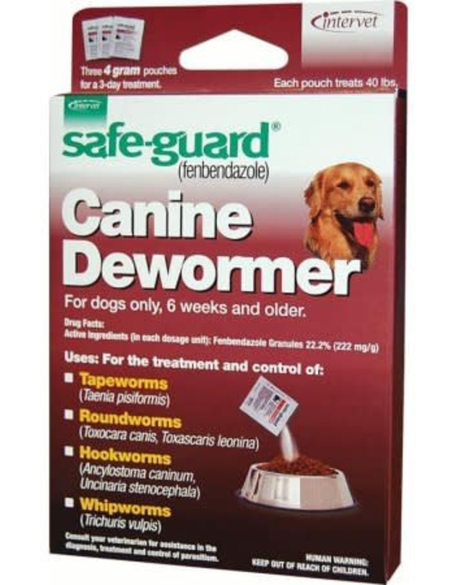 MERCK SAFEGUARD Canine Dewormer Dogs4gm 40lb 8 dose
