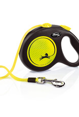 FLEXI Flexi Classic Retractible Neon Reflective Tape Leash Black/Neon Yellow, LG, 16 ft