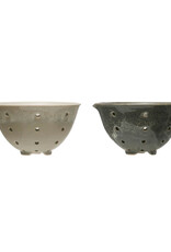 Stoneware Berry Bowl with Glaze, 2 Colors, 6" round x 3 1/2"high