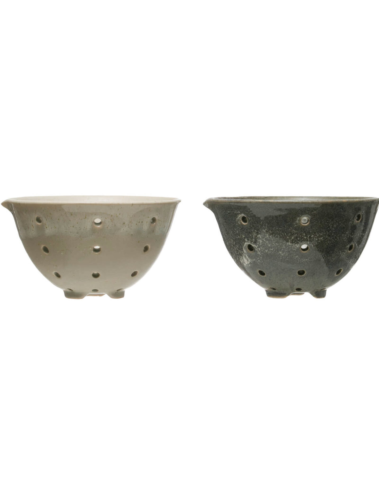 Stoneware Berry Bowl with Glaze, 2 Colors, 6" round x 3 1/2"high
