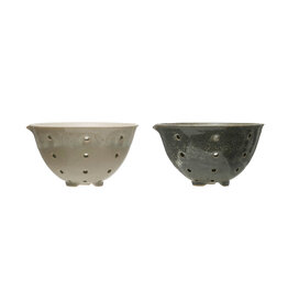 Stoneware Berry Bowl with Glaze, 2 Colors, 6" round x 3 1/2"high