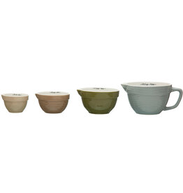 Stoneware Batter Bowl Measuring Cups, 4 Colors, Set of 4