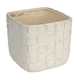 Stoneware Planter w/ Woven Pattern (Holds 6" Pot)