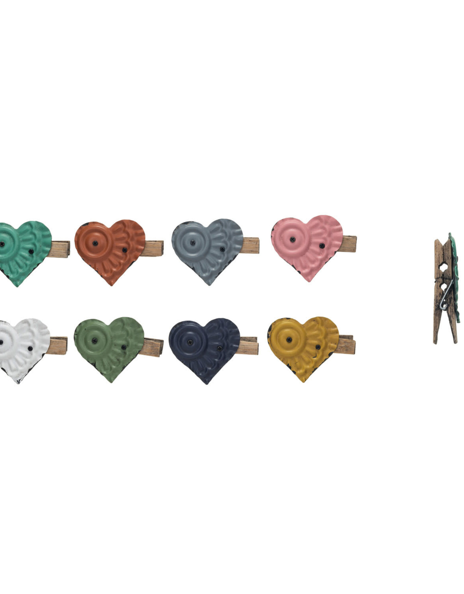 Embossed Metal Heart Clip, 8 Colors