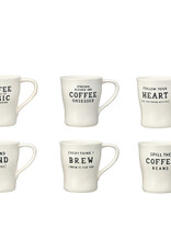 12 oz. Stoneware Mug w/ Wax Relief Coffee Saying, 6 Styles ©