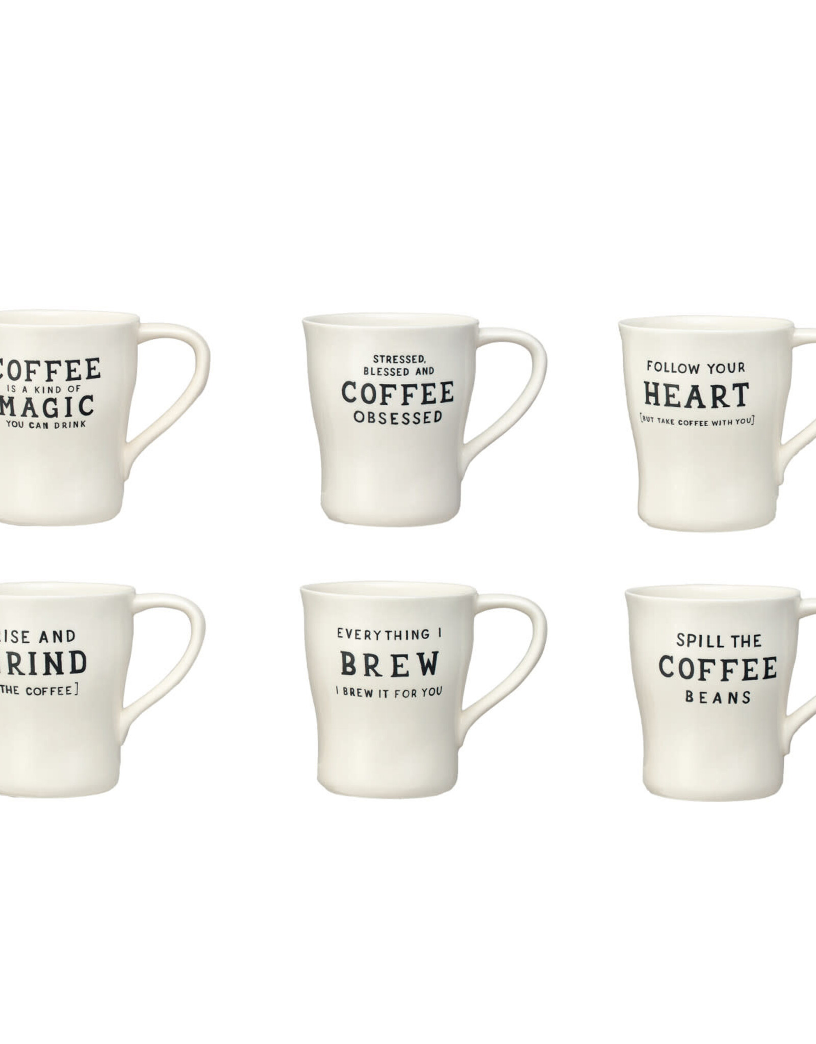 12 oz. Stoneware Mug w/ Wax Relief Coffee Saying, 6 Styles ©
