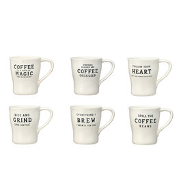 12 oz. Stoneware Mug w/ Wax Relief Coffee Saying, 6 Styles ©