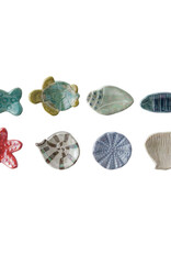 Hand-Painted Stoneware Sea Life Shaped Dish, Iridescent Finish, 8 Styles ©