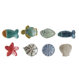 Hand-Painted Stoneware Sea Life Shaped Dish, Iridescent Finish, 8 Styles ©