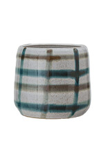 Hand-Painted Stoneware Planter (Holds 7" Pot)