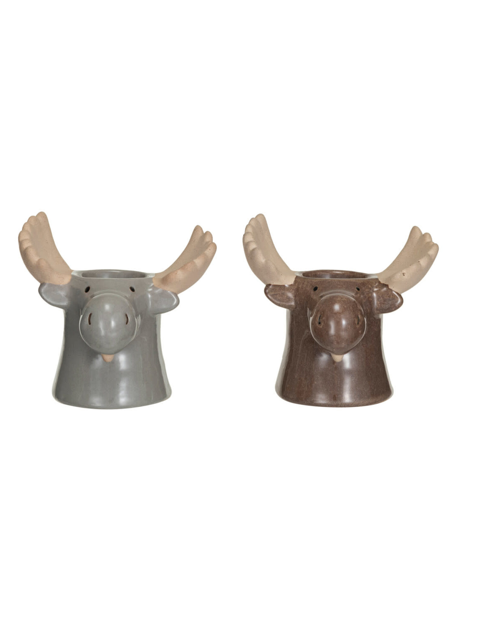 Stoneware Moose Tealight Holder, Reactive Glaze, 2 Colors