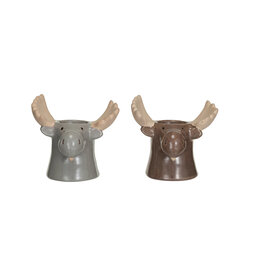 Stoneware Moose Tealight Holder, Reactive Glaze, 2 Colors