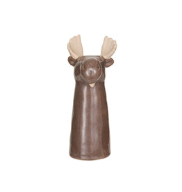 Stoneware Moose Vase, Reactive Glaze, Brown & Natural