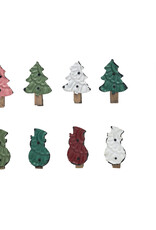 Embossed Metal Snowman/Tree Clip, Distressed Finish, 5 Colors, 2 Styles