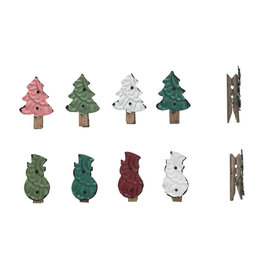 Embossed Metal Snowman/Tree Clip, Distressed Finish, 5 Colors, 2 Styles