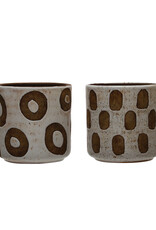 Distressed Terracotta Planter, 2 Styles 4-3/4" Round x 4-3/4"H