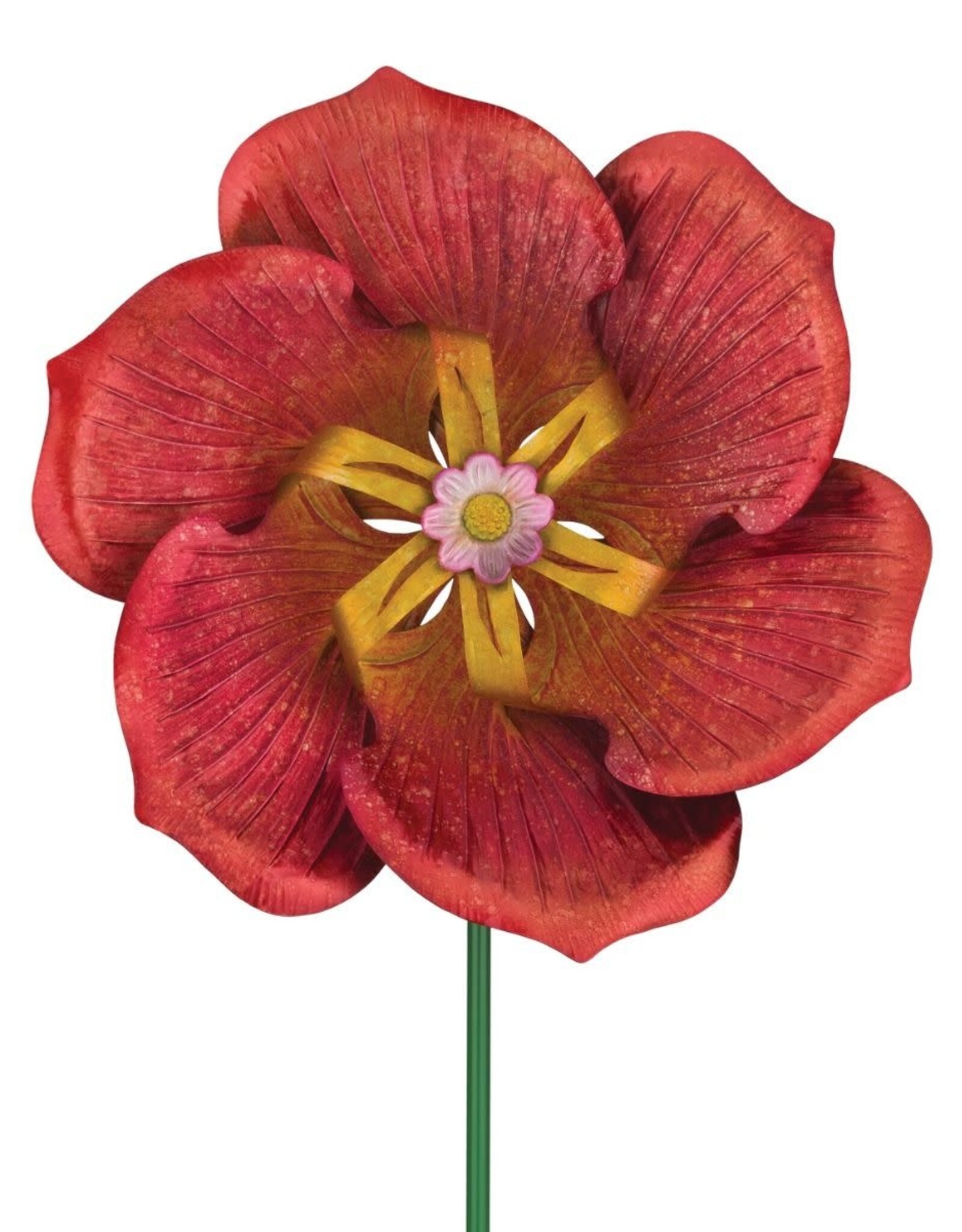 Textured Flower Spinner Stake - Poppy 17.5"x 61"