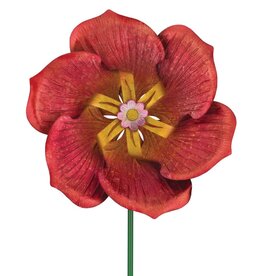 Textured Flower Spinner Stake - Poppy 17.5"x 61"