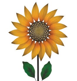 Textured Flower Spinner Stake - Sunflower 17.5"x60"