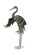 Green Patina Crane - Wing Down 41.75"