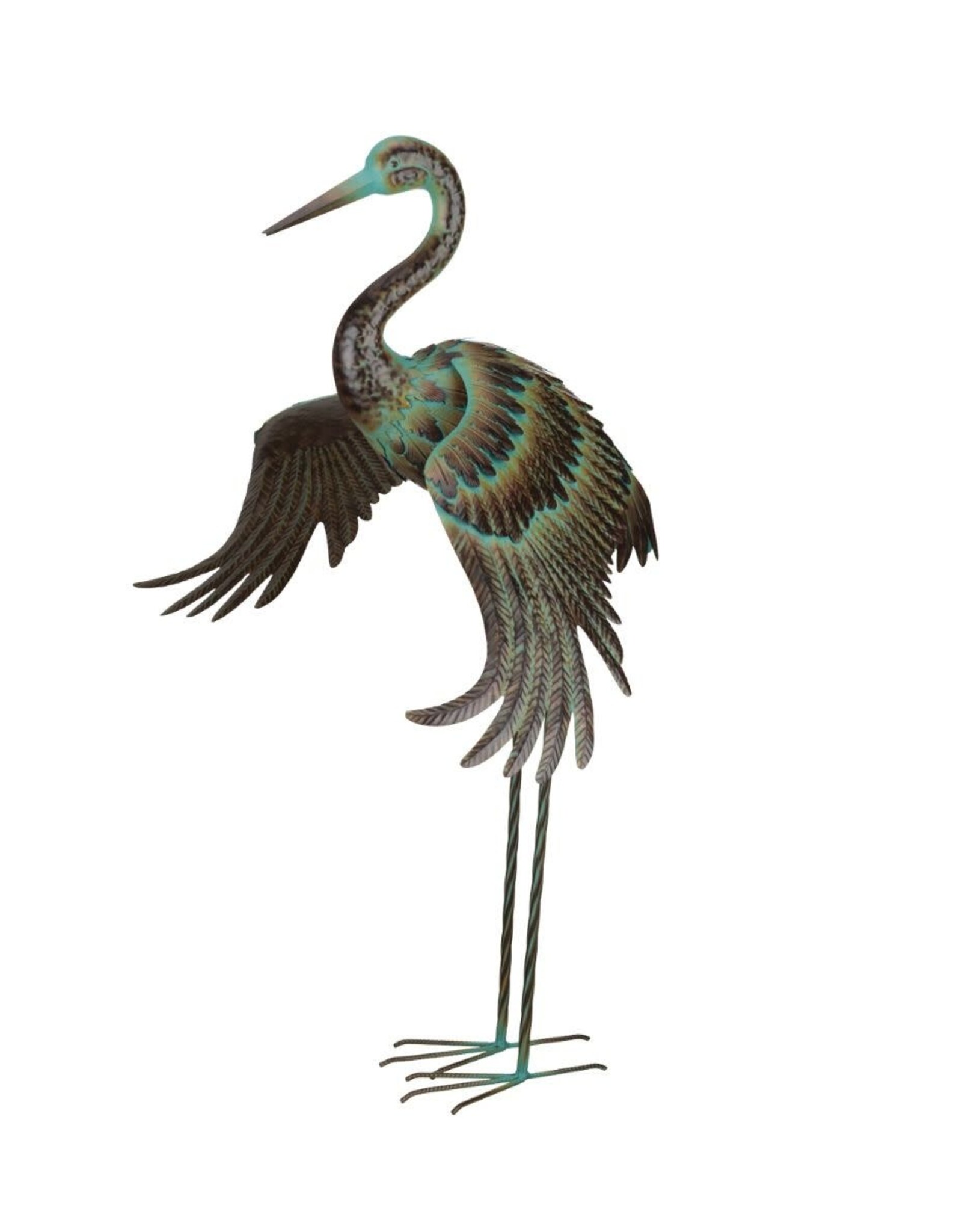 Green Patina Crane - Wing Down 41.75"