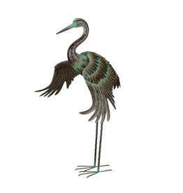 Green Patina Crane - Wing Down 41.75"