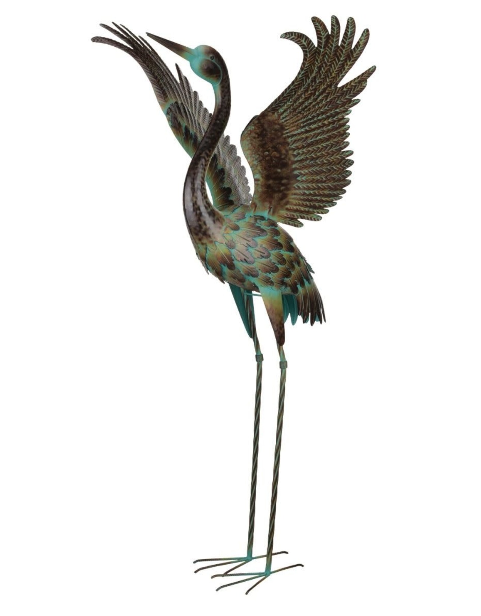 Green Patina Crane - Wing Up 47.5"