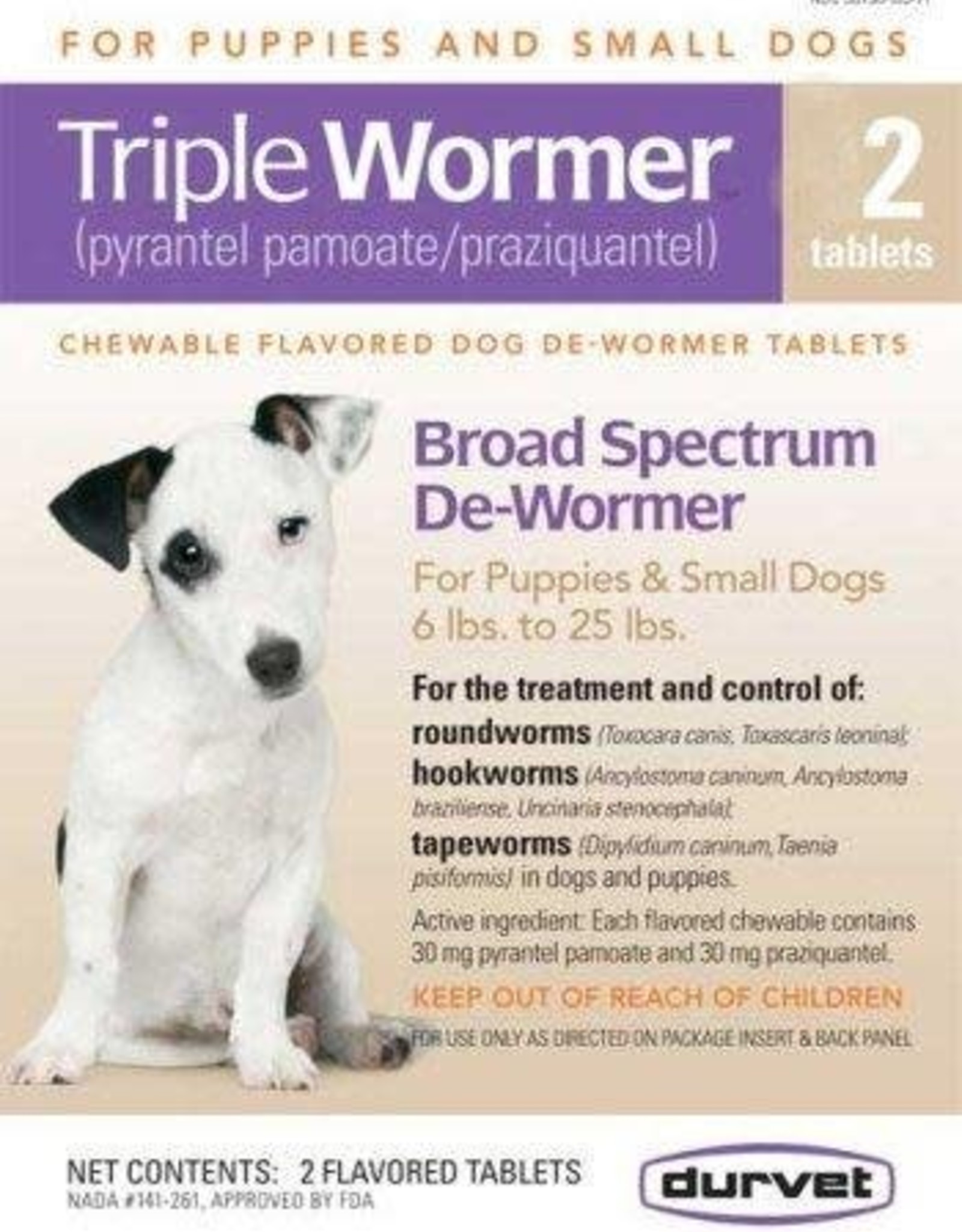 DURVET Triple Wormer Puppy and Small Dog  2CT Durvet