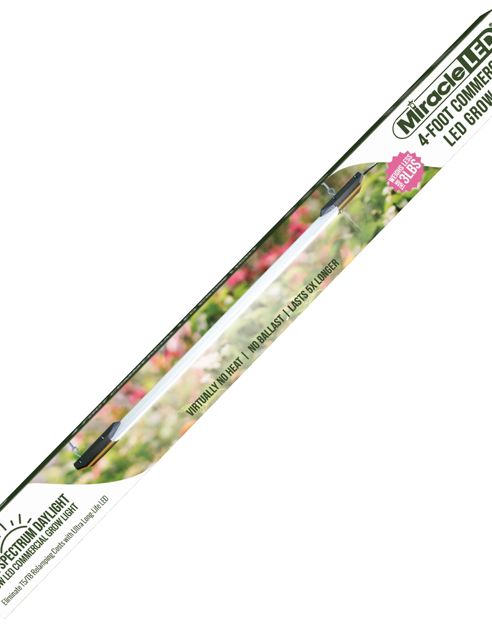 MiracleLED® Daylight Grow Light Fixture  - 4ft - 100W - Full Spectrum - Lightweight - Hangable - Linkable for Easy Expansion