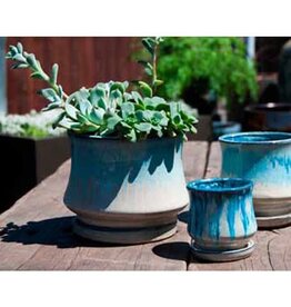 Pacific Home & Garden Verandah Lily Pots  - 5.5in Diam x 5in H - White & Blue