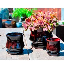 Pacific Home & Garden Verandah Lily Pots  - 4in Diam x 4in H - Red & Black