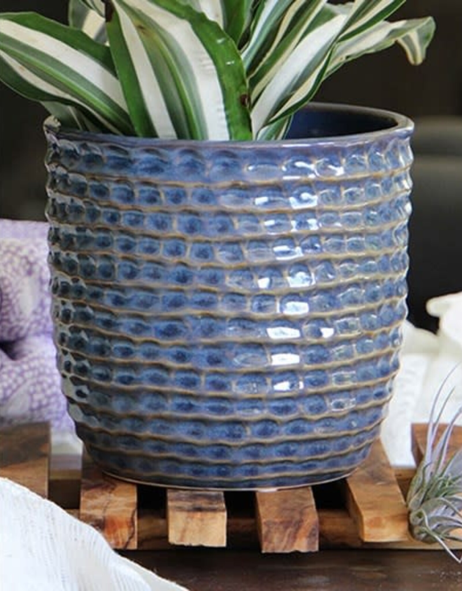 Pacific Home & Garden Palm Springs Honeycomb Pots  - 6.5in - Denim