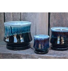 Pacific Home & Garden Verandah Lily Pots  - 5.5in Diam x 5in H - White & Black