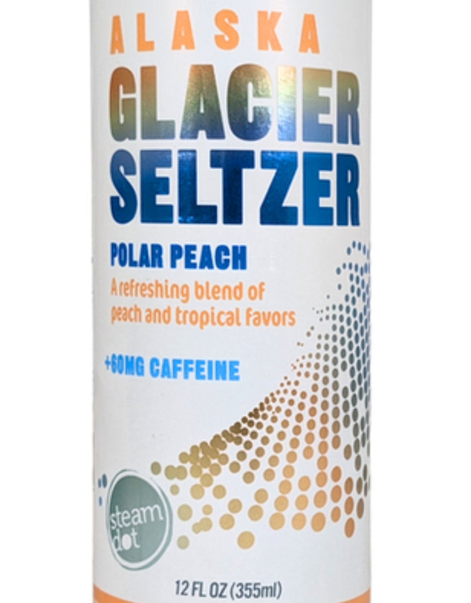 Steam Dot Alaska Glacier Seltzer, Polar Peach, 12 oz
