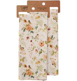 Chickadee Floral Kitchen Towel