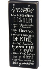 Love Rules Box Sign