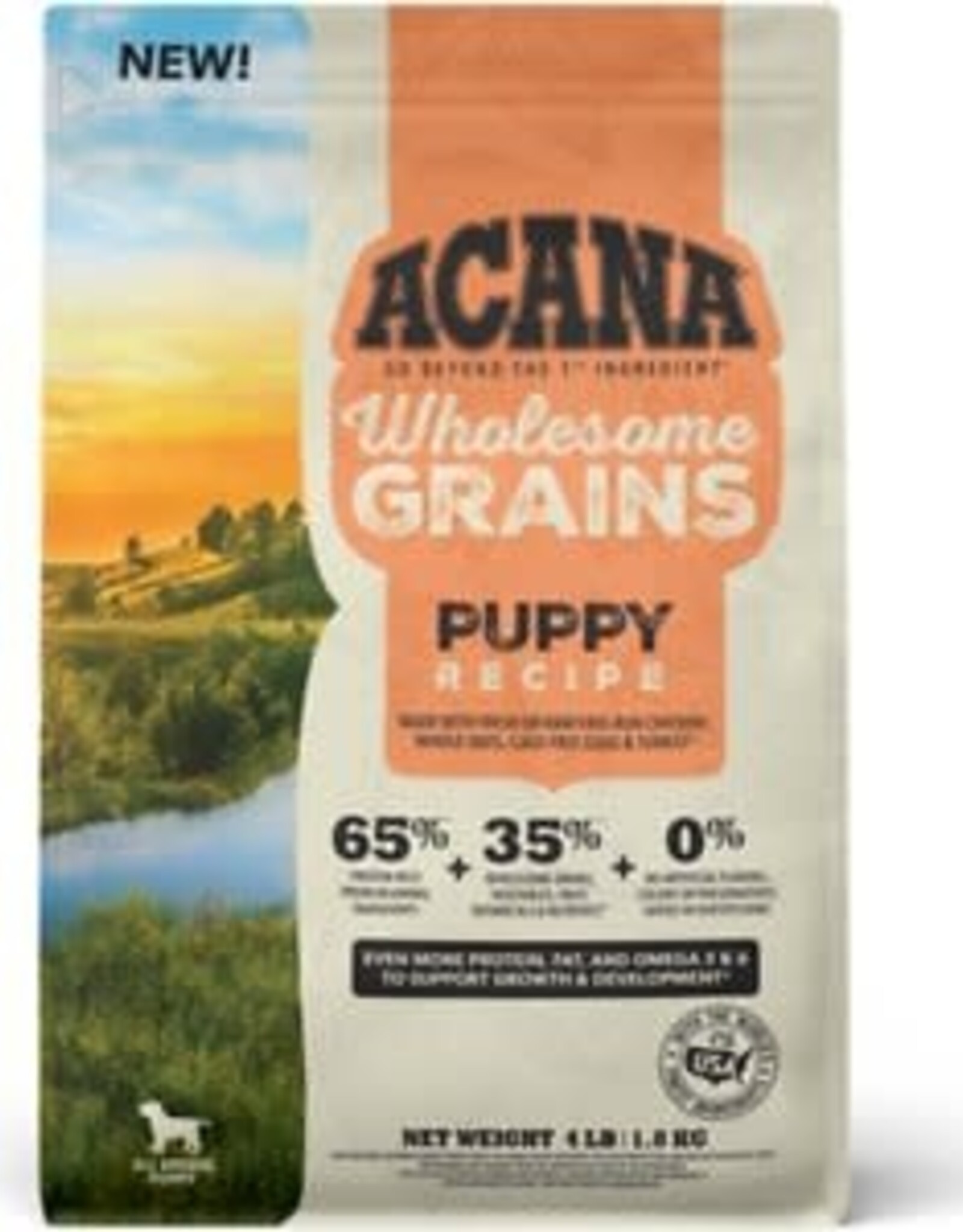 ACANA ACANA Wholesome Grains Puppy Recipe with Real Chicken Egg and Turkey Dry Food 4 Lbs.