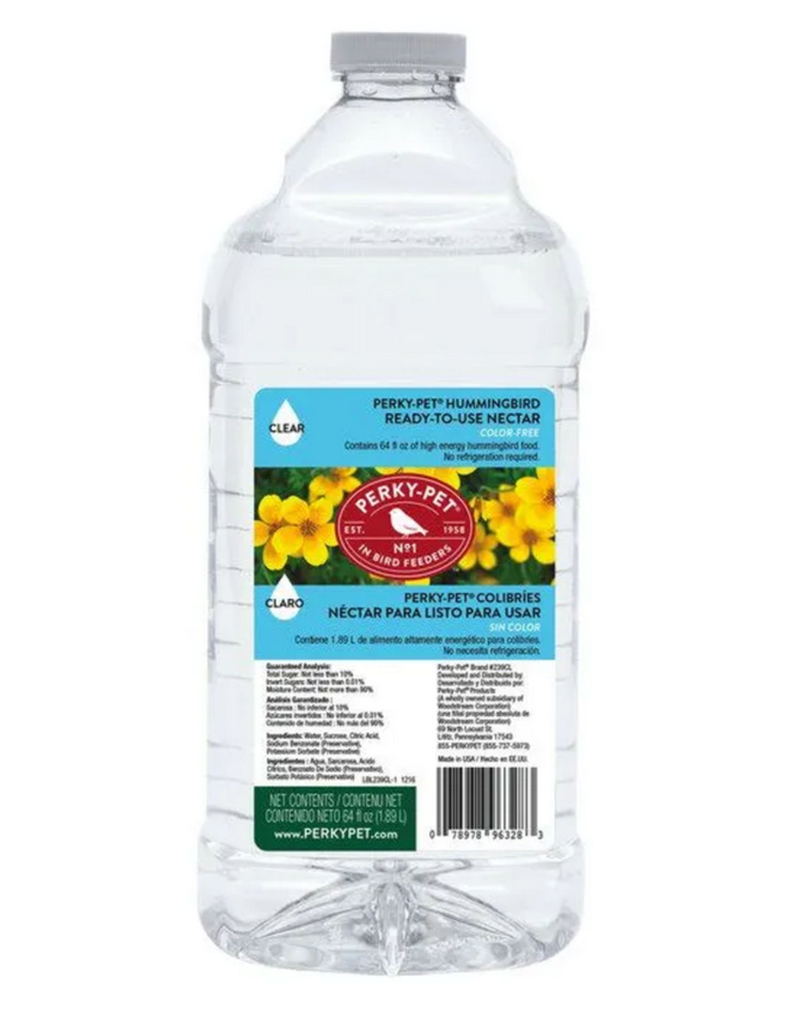 Perky Pet® Clear Hummingbird Nectar  - 64oz - 15% Sugar - Ready-to-Use