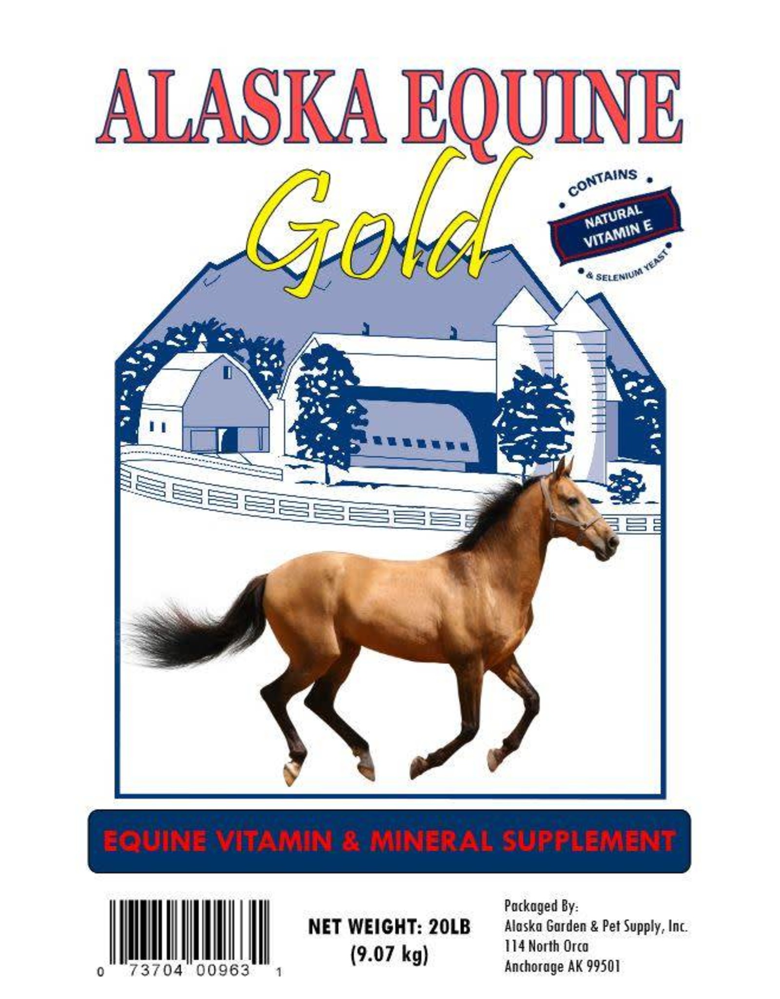 Alaska Mill and Feed Alaska Equine Gold 20lb pail horse amf