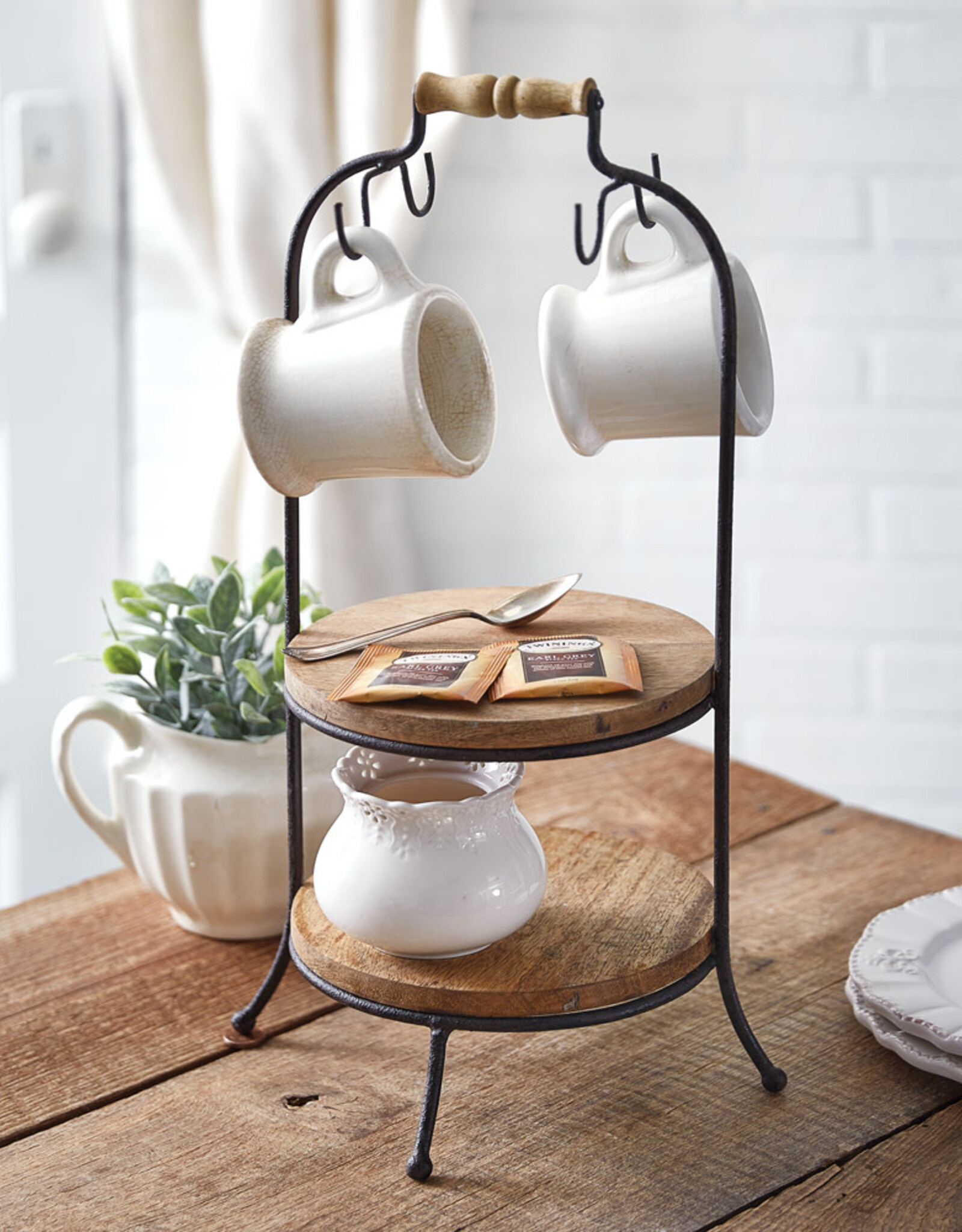 Two-Tiered Mug Rack Serving Stand