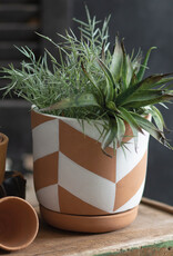 Chevron Terra Cotta Pot and Plate 6½'' dia. x 6¼''H
