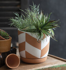 Chevron Terra Cotta Pot and Plate 6½'' dia. x 6¼''H