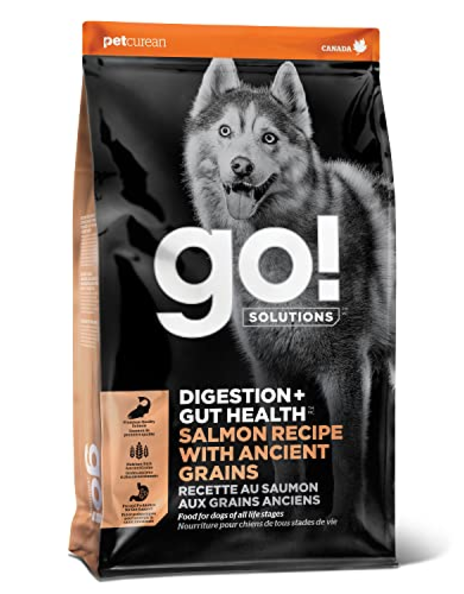 Petcurean GO! SOLUTIONS DIGESTION GUT HEALTH Salmon Recipe with Ancient Grains for dogs 22-lbs