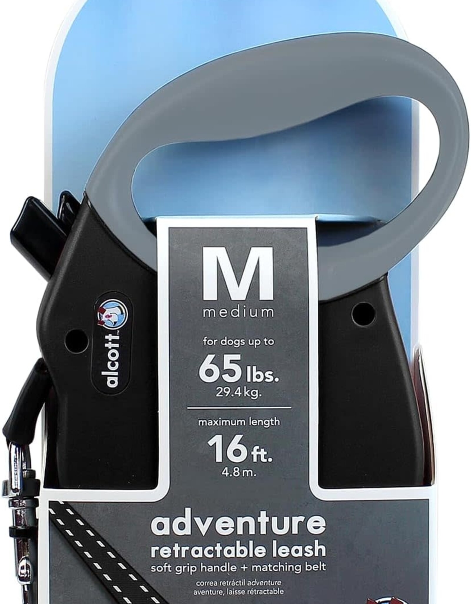 Paw-pet Adventures Alcott Adventure Retractable Leash - Black Med 65lb, 16ft