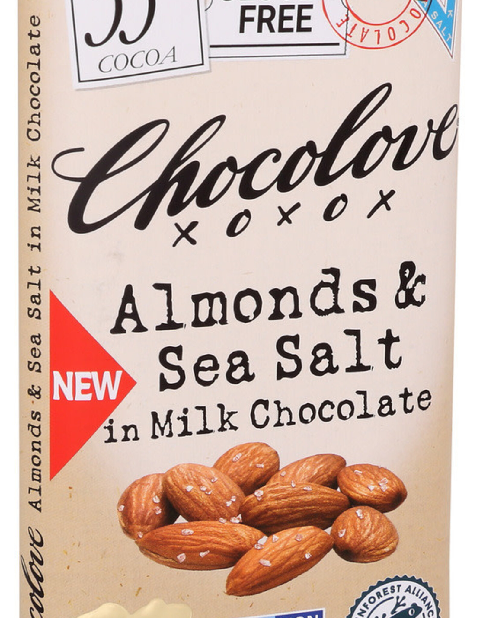 Chocolove, Bar Milk Chocolate Almond Sea Salt, 3.2 oz