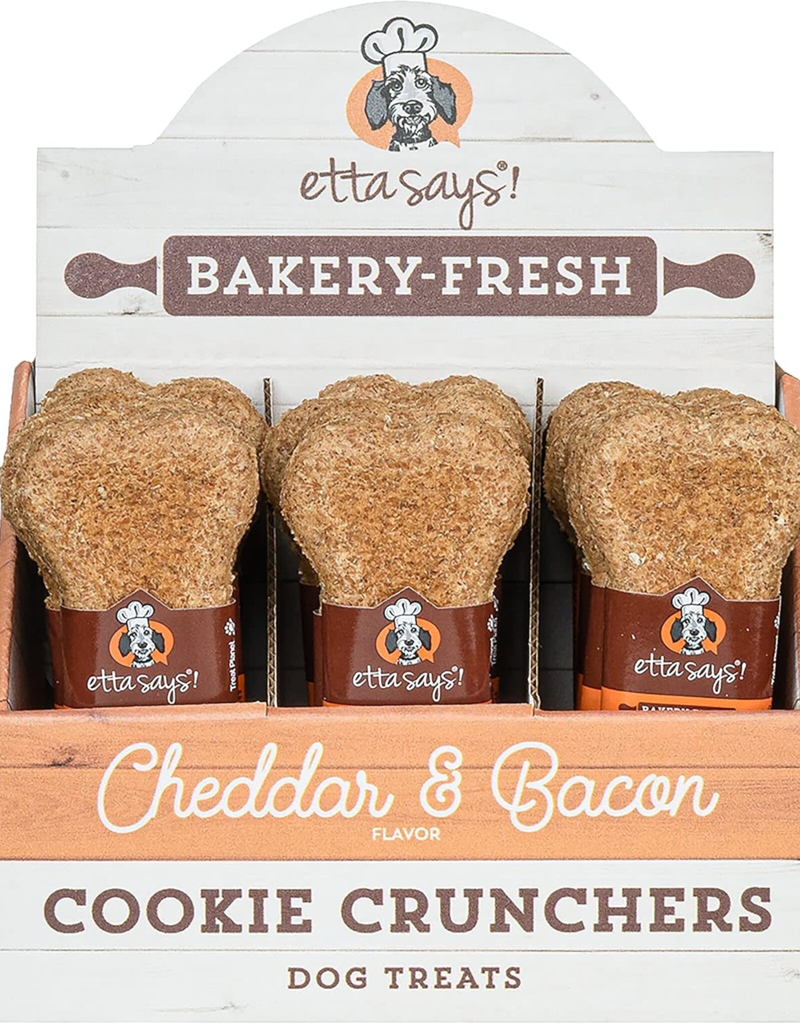Etta Says Cookie Crunchers Crunchy Dog Treats Cheddar and Bacon
