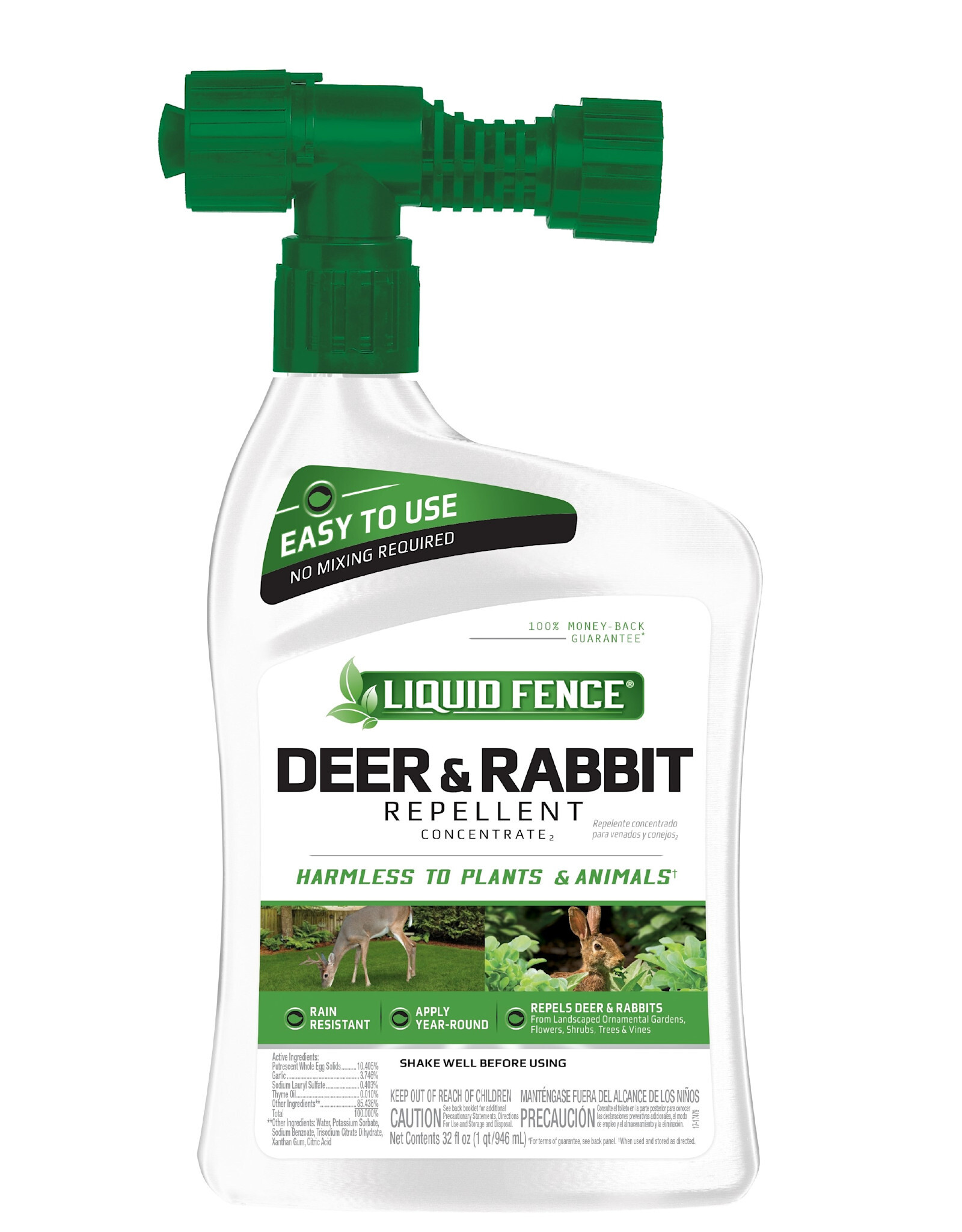Liquid Fence® Deer & Rabbit Repellent  - 32oz - Ready-to-Spray - Hose-End Sprayer