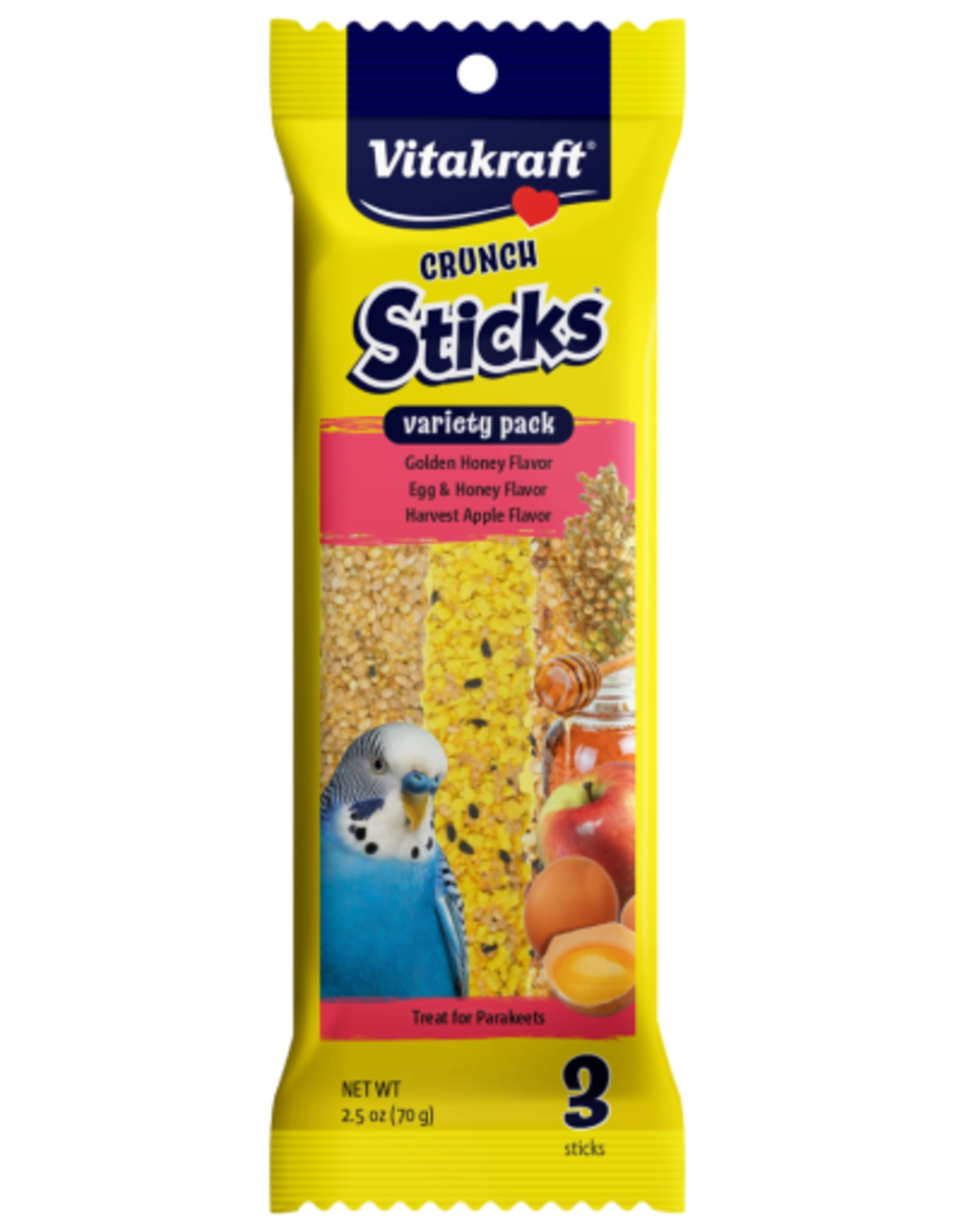 Vitakraft Vitakraft Crunch Sticks Parakeet Treat - Honey  Egg  and Apple- Pet Bird Treat Toy - Variety Pack