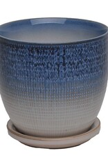 Beatrice Etched Planter 5.5" x 5", Azure Blue