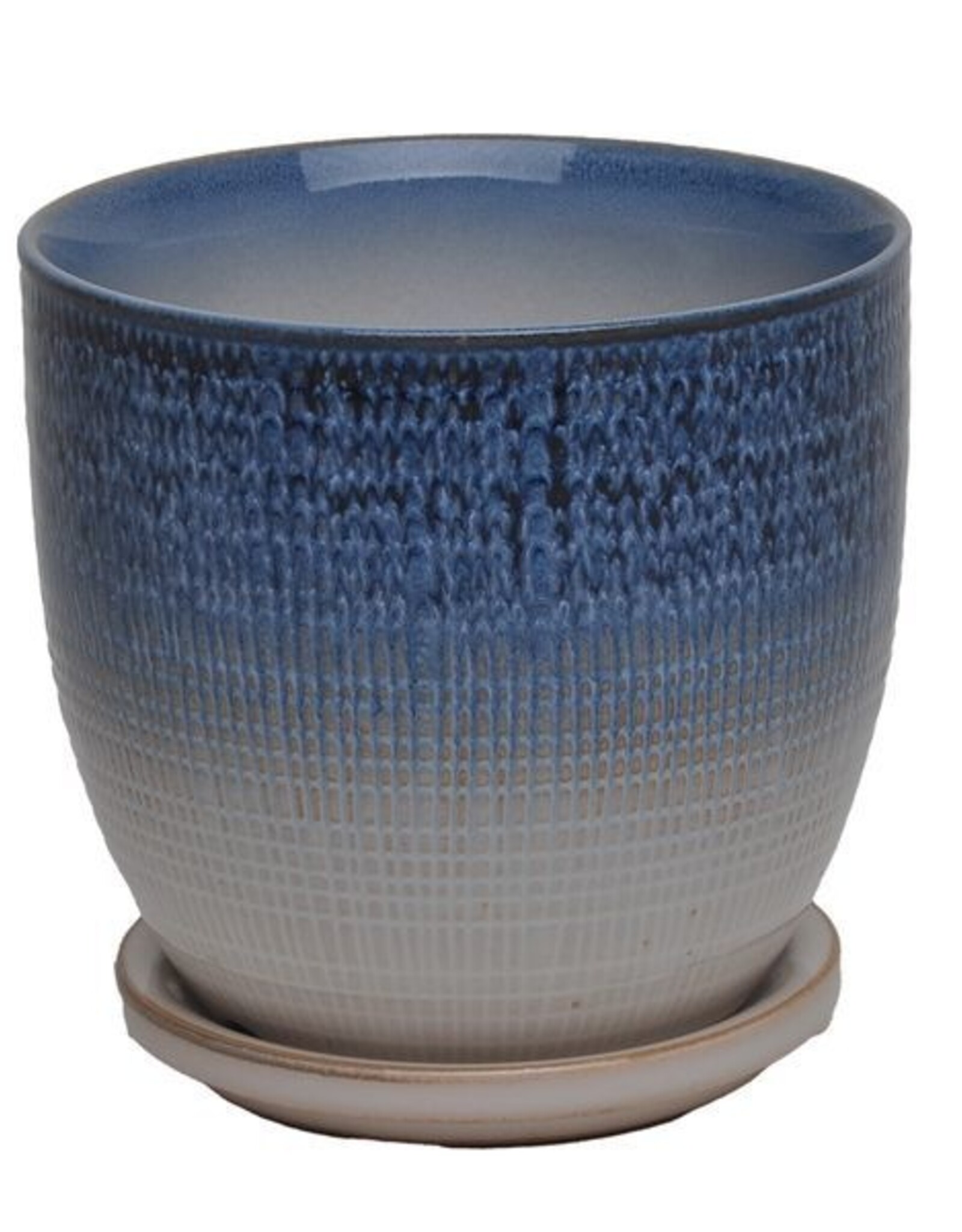 Beatrice Etched Planter 5.5" x 5", Azure Blue
